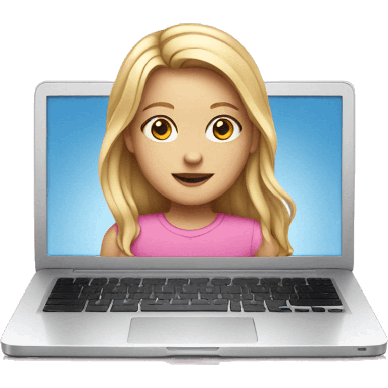 white girl pink laptop emoji