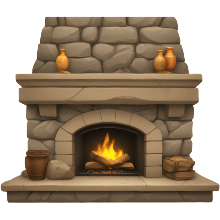 Cozy tan stone fireplace  emoji