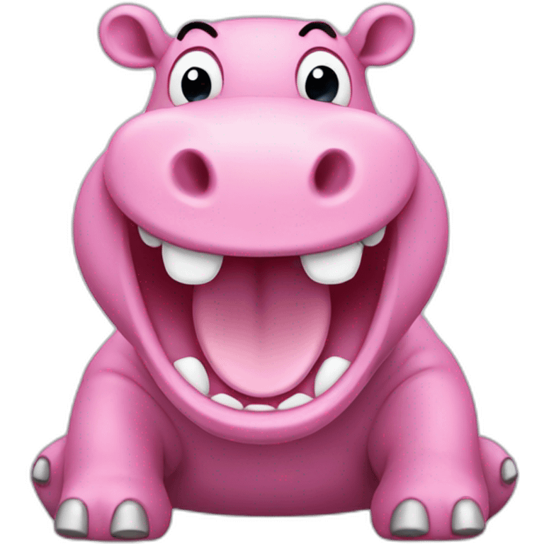 laughing pink hippo emoji