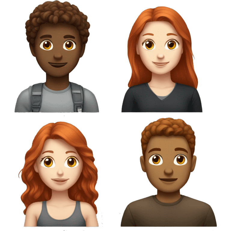 Redhead girl and brunette boy emoji