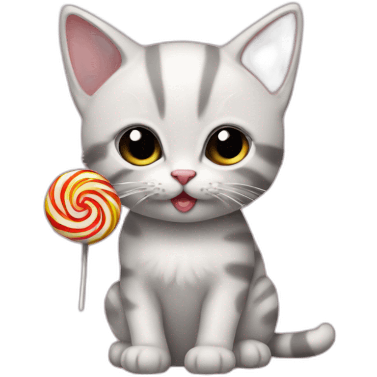 A kitten eats a lollipop emoji