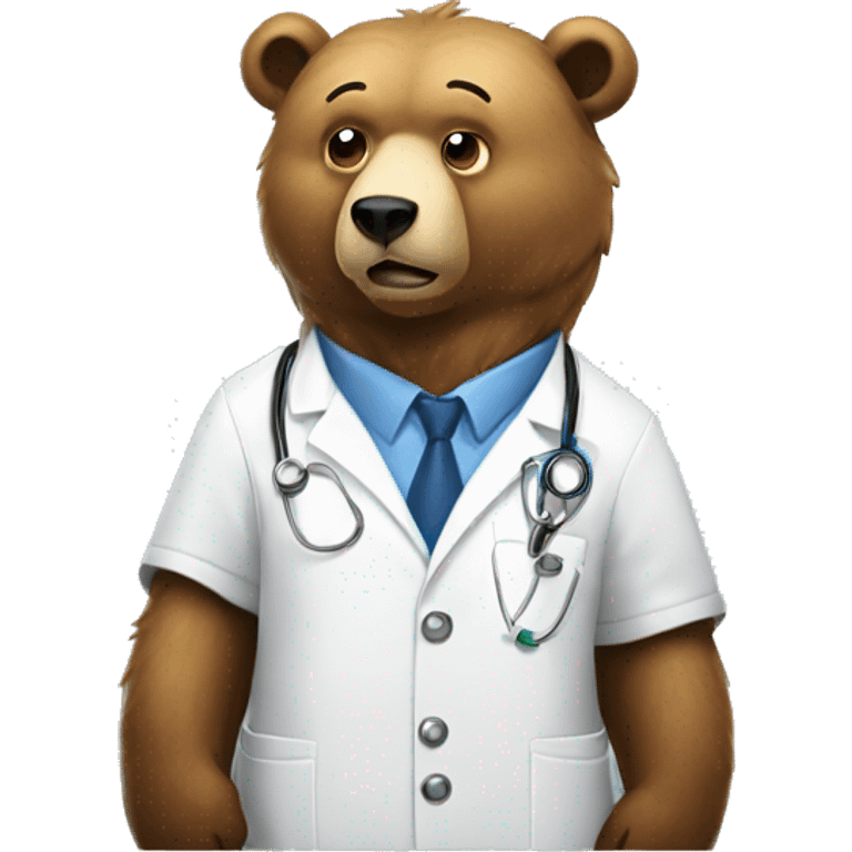 bear wearing lab coat with question mark, question mark emoji