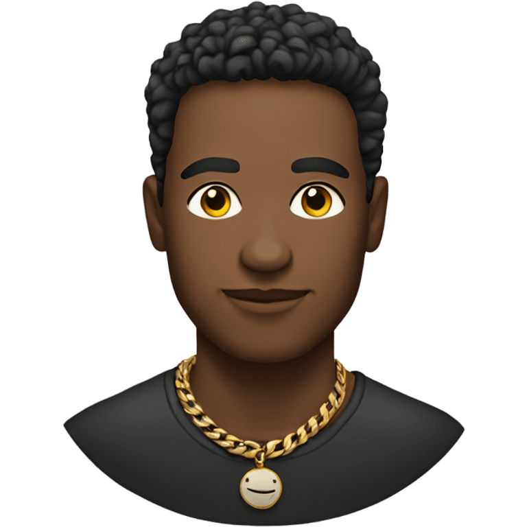 male portrait indoors with necklace emoji