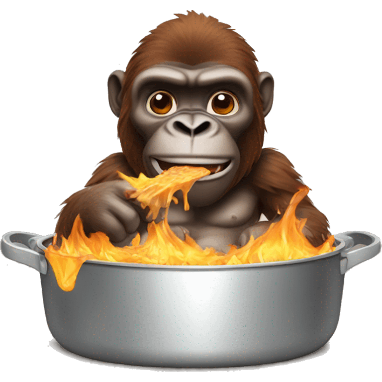 Brown Gorilla frying emoji