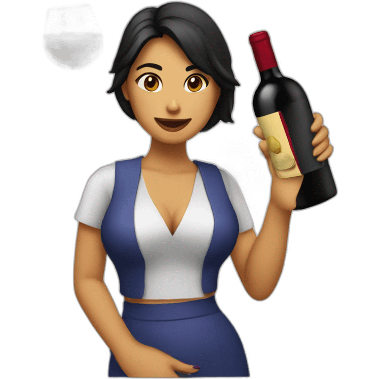 Chica morena tomando vino emoji