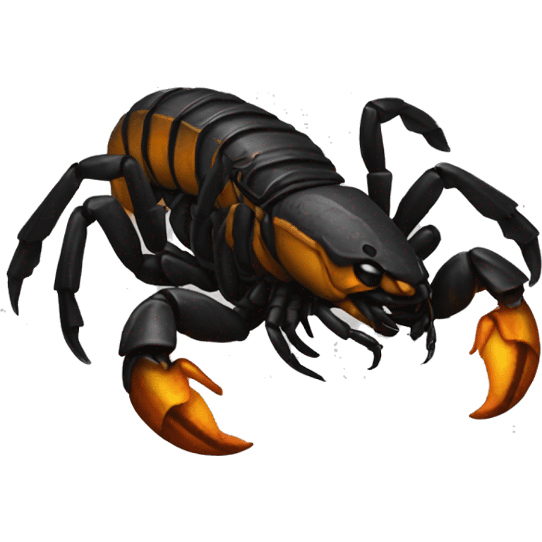 Scorpion preto saindo do fogo emoji