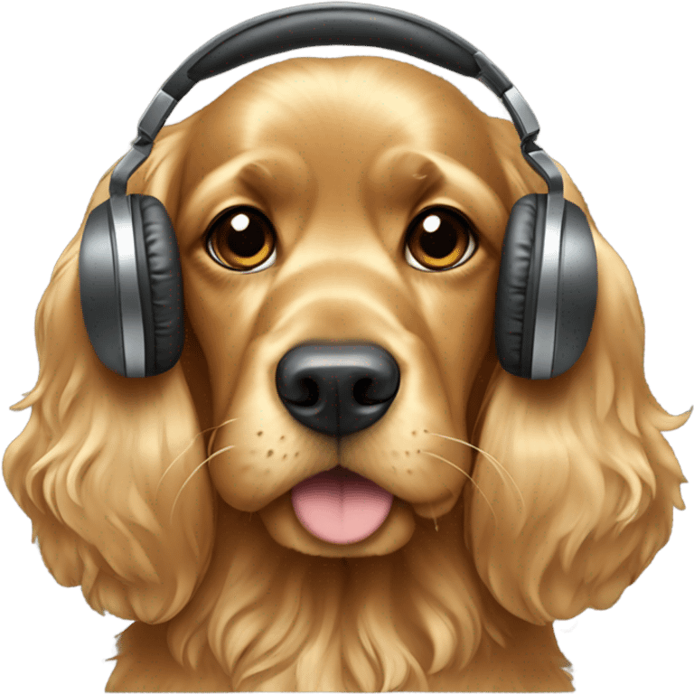 golden cocker spaniel with headphones emoji