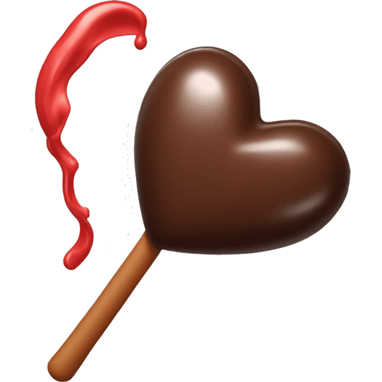 cuore fatto con una barretta di cioccolato coperto a metà con della plastica rossa  emoji