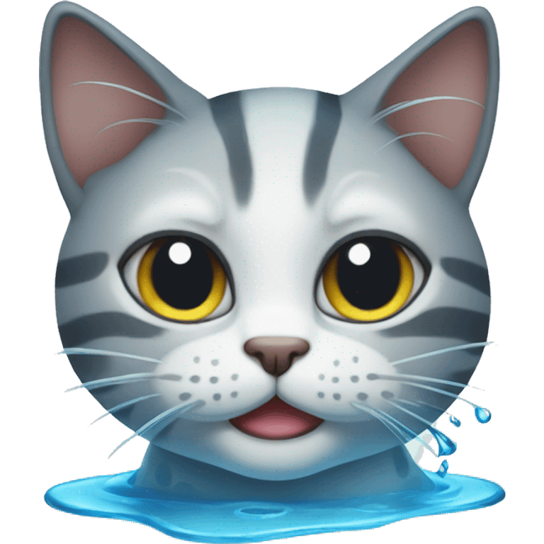 smirking cat with water emoji