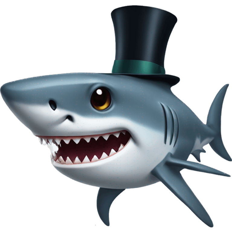 Shark with a top hat emoji