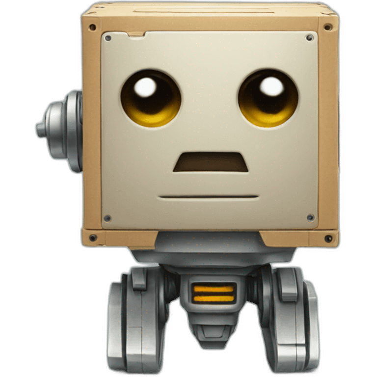 a robot with a box face emoji