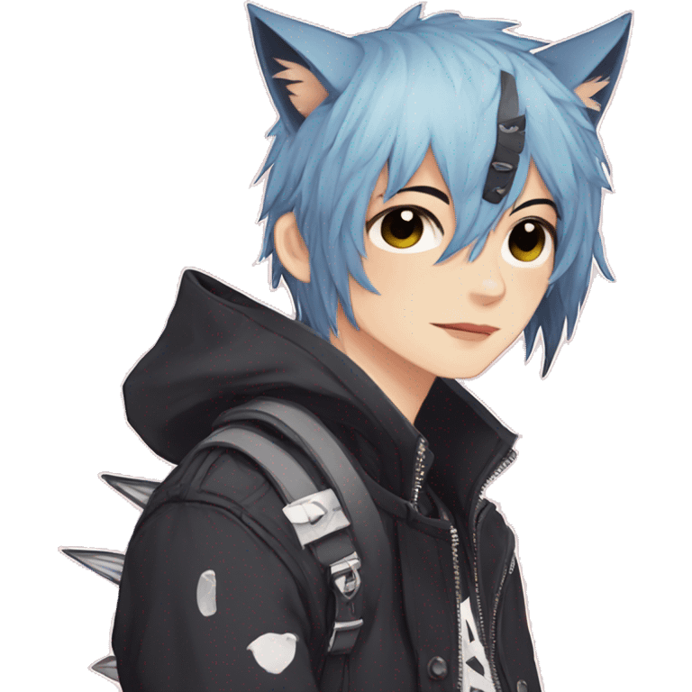 Cute Edgy Attractive Anime Punk Catboy emoji