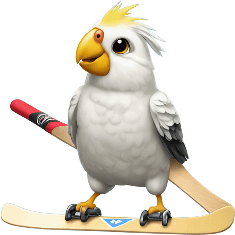 Cockatiel playing hockey  emoji