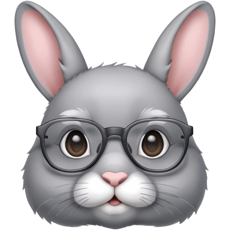 Gray bunny with glasses emoji
