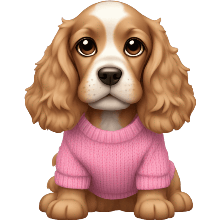 Cocker spaniel puppy wearing pink sweater emoji