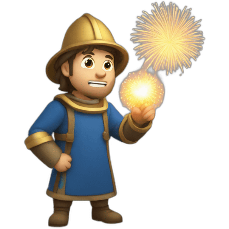 medieval Pyrotechnician seeing some fireworks go off emoji