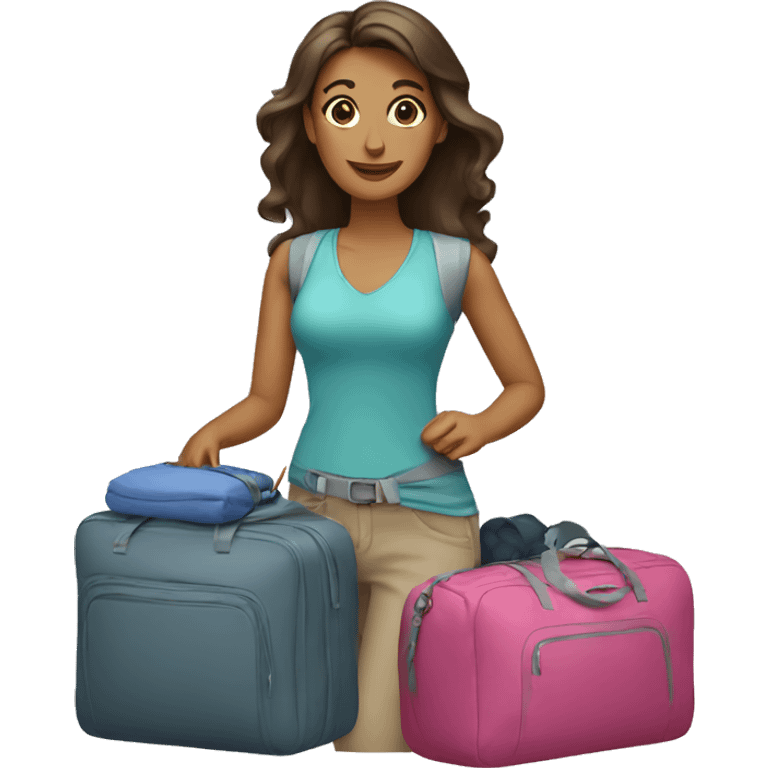 Woman packing overnight bag emoji