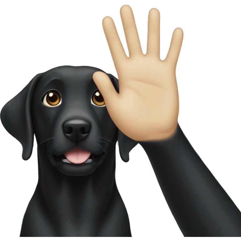 black labrador makes high five emoji