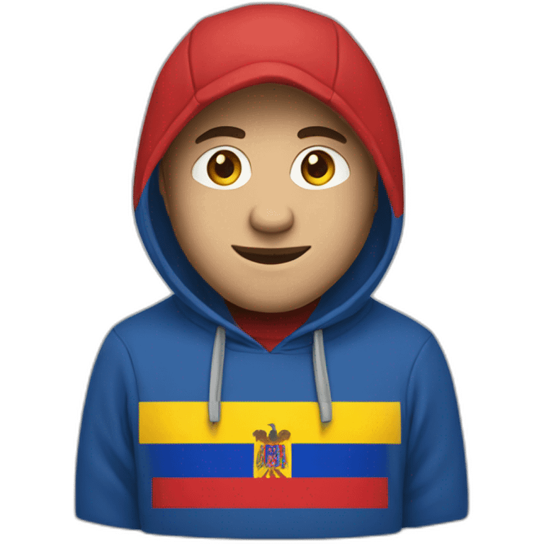 man in hoodie with moldova flag emoji