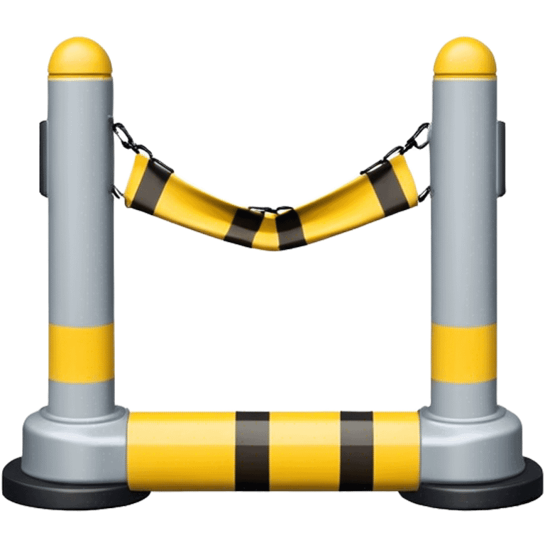 Two warning bollards with a caution tape stretched between them, marking a restricted or blocked area emoji