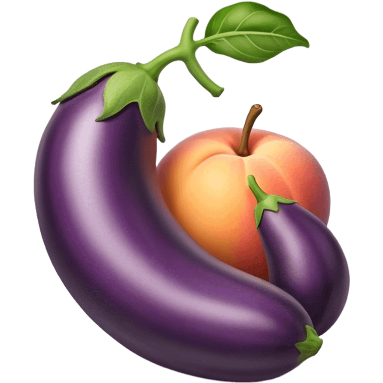 eggplant and a peach emoji