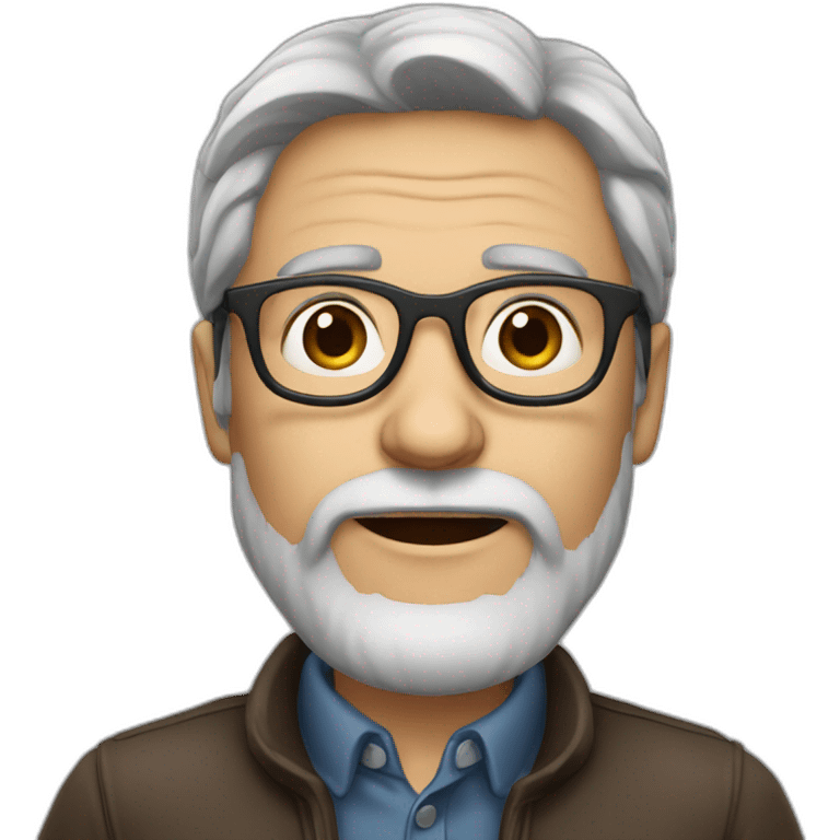 50 year old swedish man, dark hair with grey streaks and brown glasses emoji