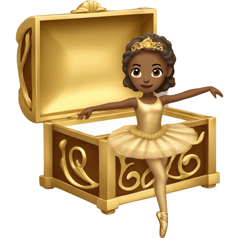  brown ballerina in a gold music box emoji