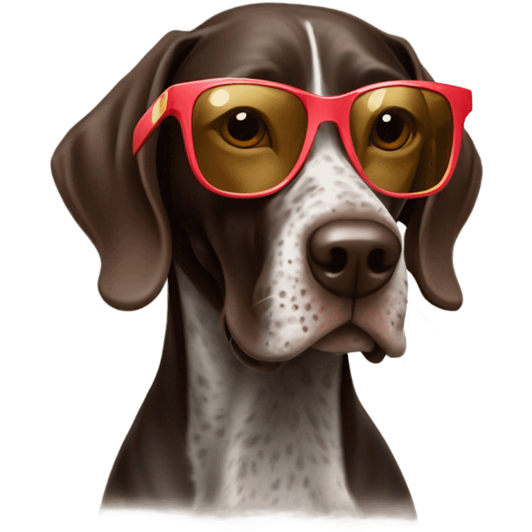 German shorthair pointer Dog with sunglasses on emoji