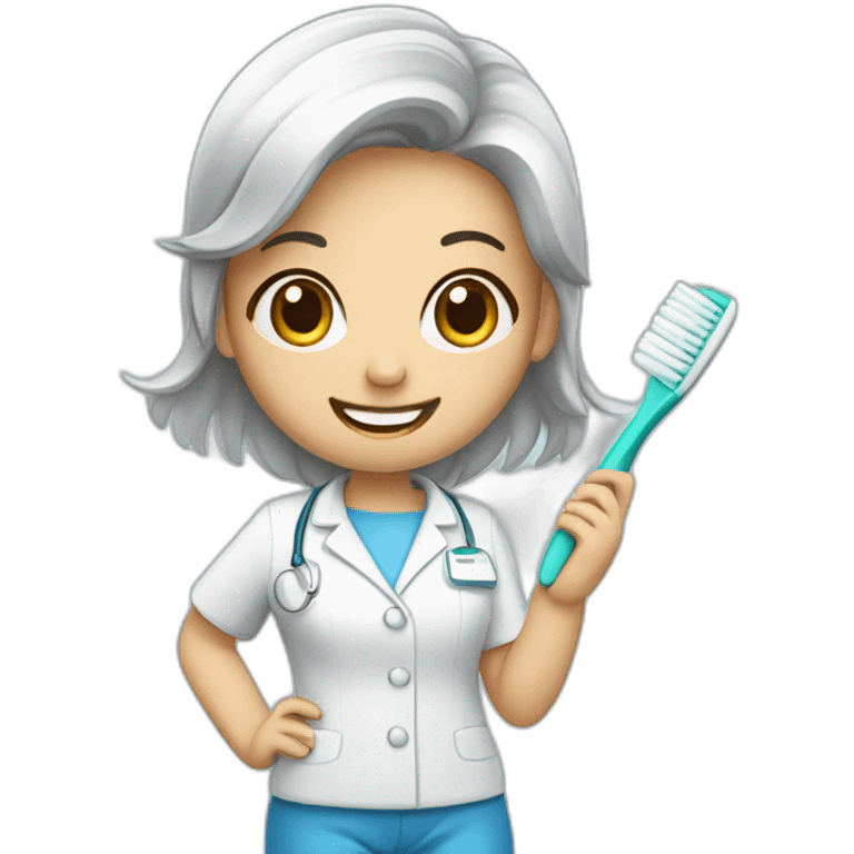 dentist girl with a toothbrush in his hand emoji