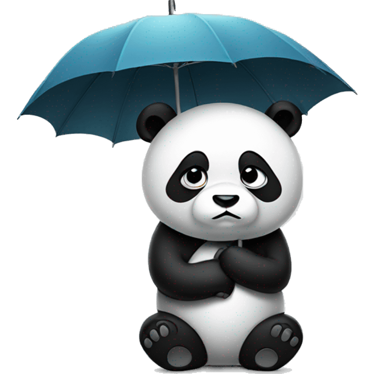 Sad panda with umbrella  emoji