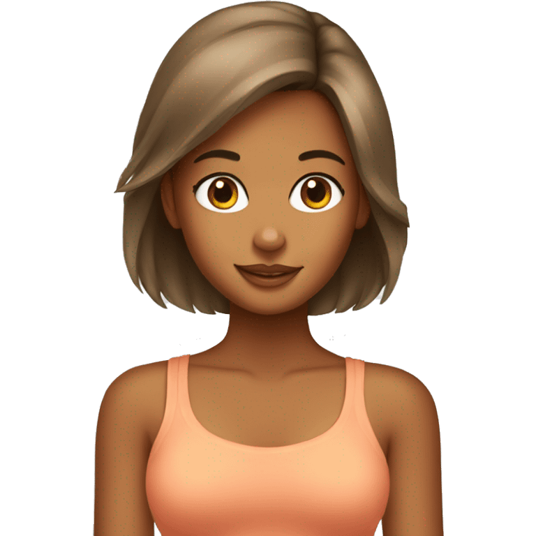 Young tanned girl with Pomeranian emoji