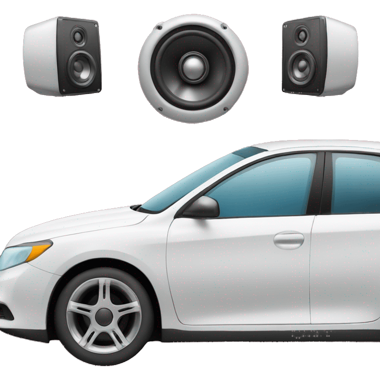 Car with big speaker emoji