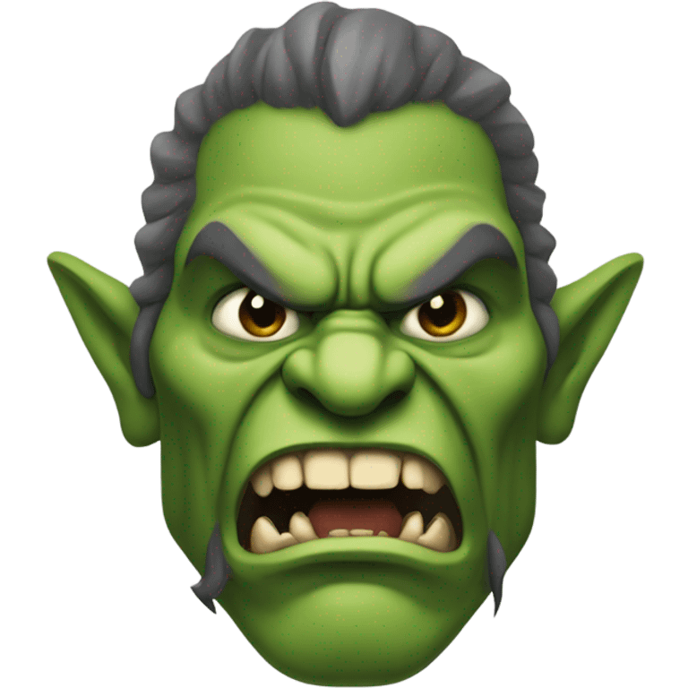 A green skin tusked orc snarling emoji