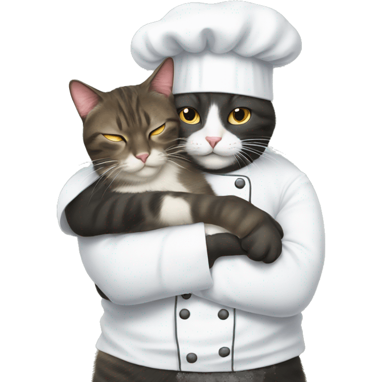 chef cat hugging another cat emoji