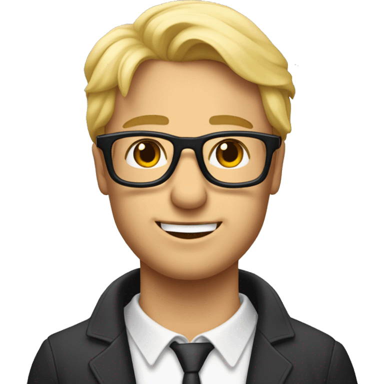 Un homme blond avec des lunettes promène son berger australien  emoji