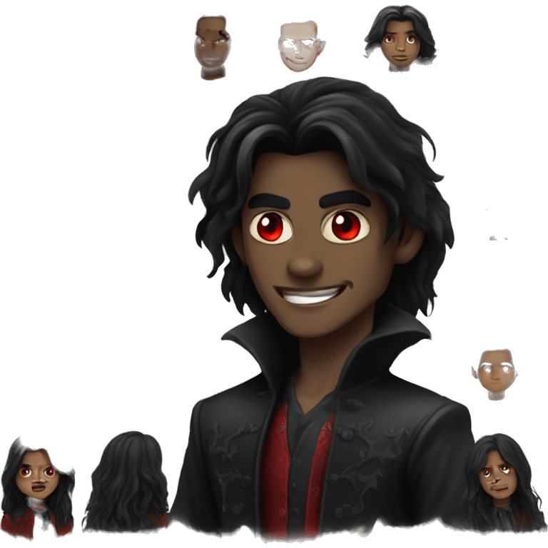 black long hair with red eyes young handsome vampire emoji