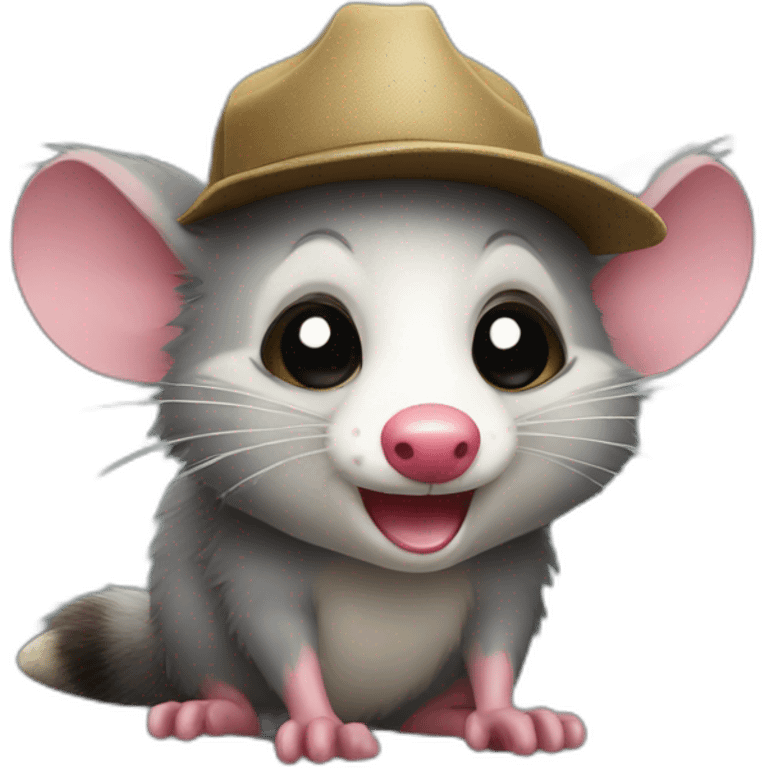 Possum wearing a Nebraska hat crying emoji