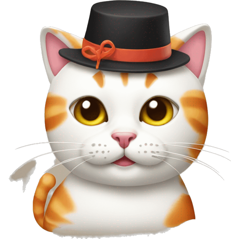 cat wearing a hat made of sushi emoji