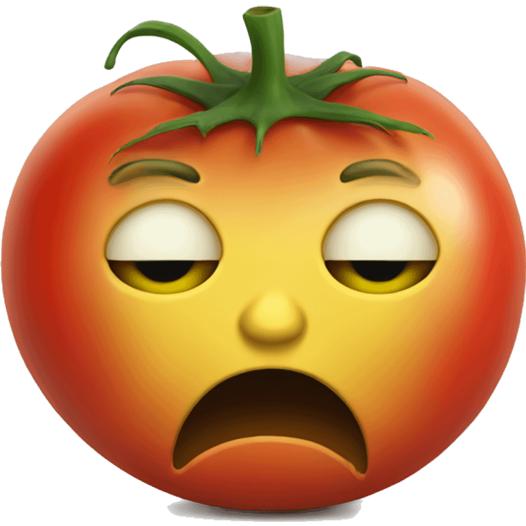 A yellow Sad face just hit by a tomato  emoji