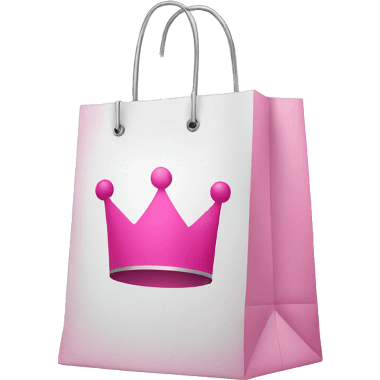 shopping bag pink with silver crown in front emoji