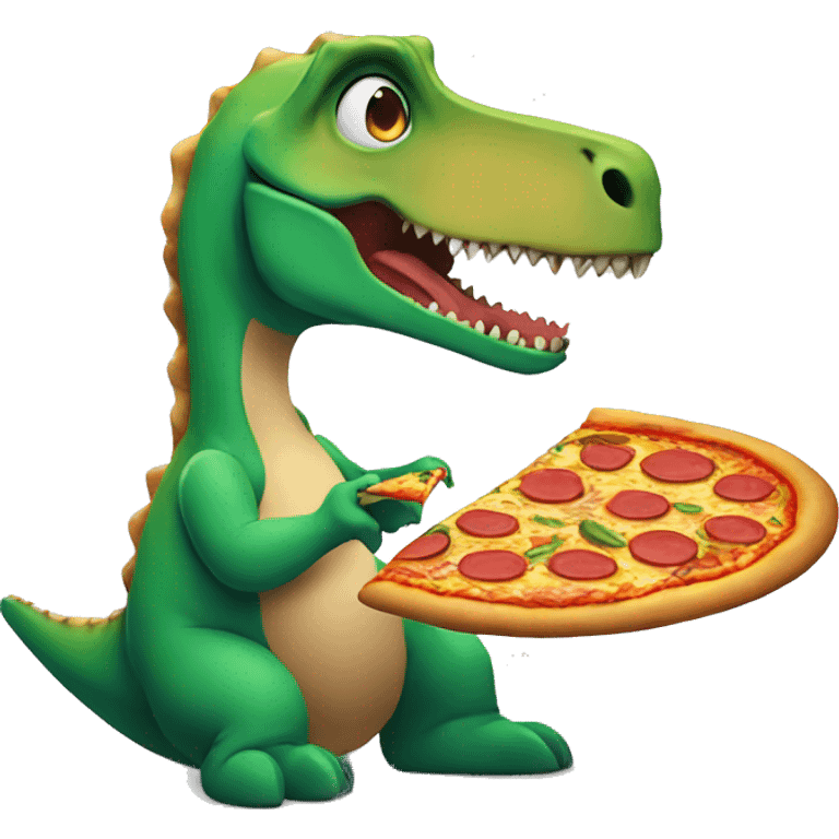 dinosaur eating pizza emoji