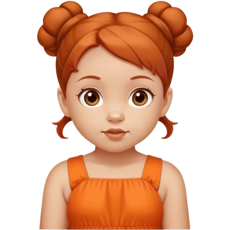 school baby girl   with reddish blunt hair with 2 buns orange dress emoji