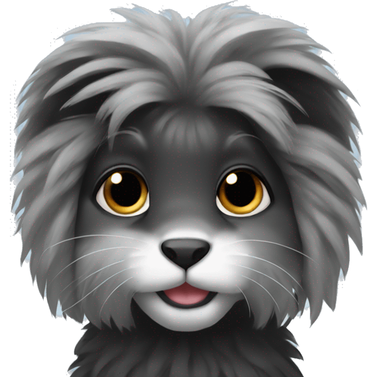 A black lionhead rabbit with eyelashes emoji