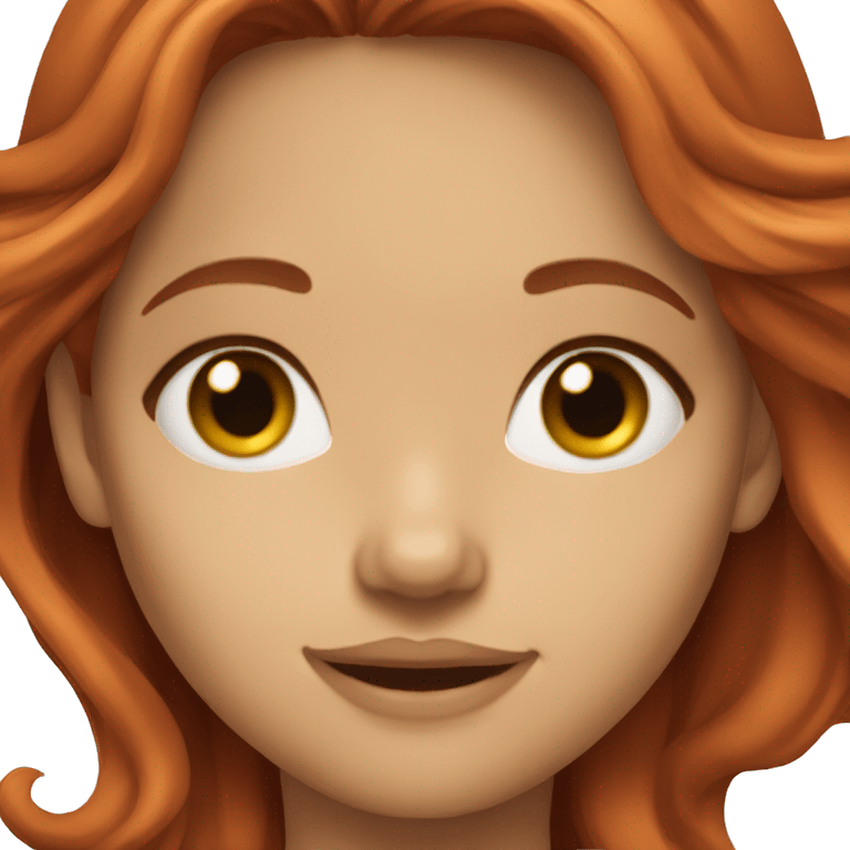 long wavy red hair brown eyes girl emoji