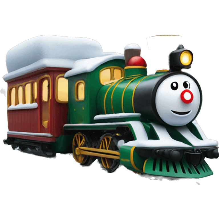 Christmas train covered in snow  emoji