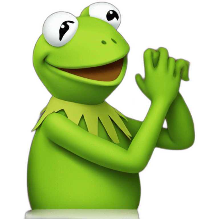 kermit frog holding one brick emoji