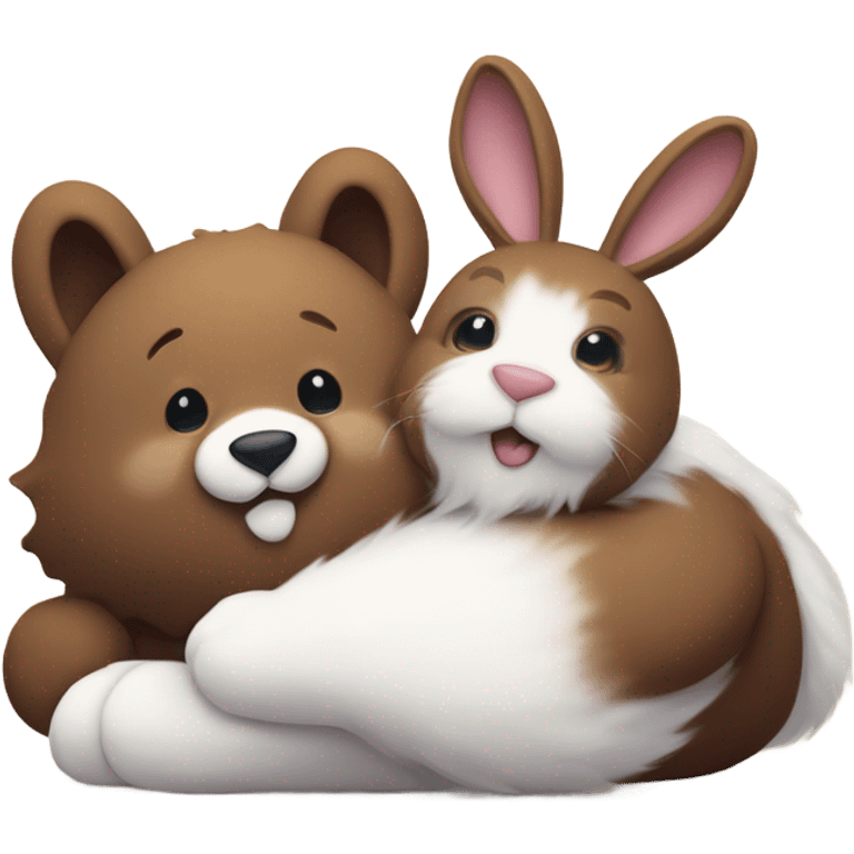 Bunny and bear in love emoji