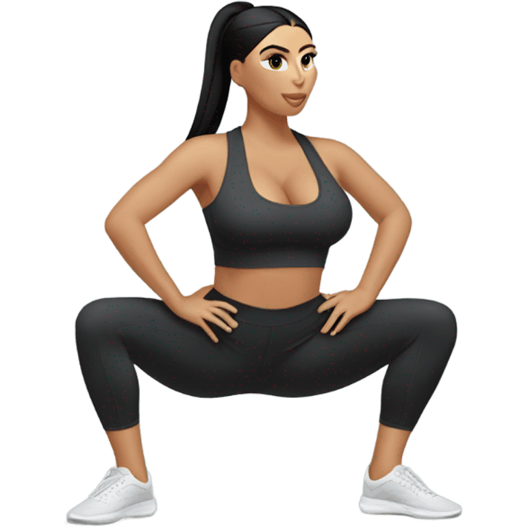 Kim K squatting  in yoga pants emoji