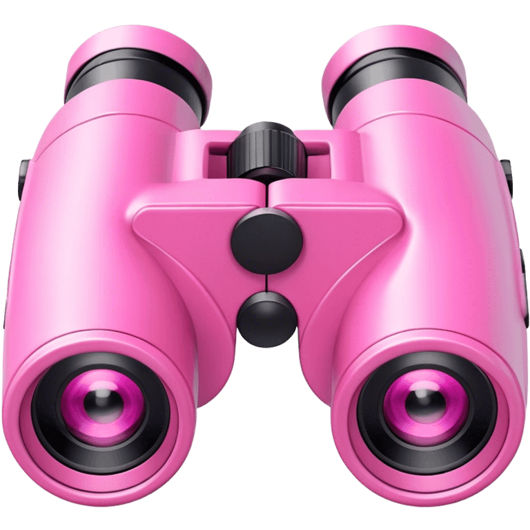 3D robotic binoculars with a pink color, featuring two eyes, viewed from an angled perspective emoji