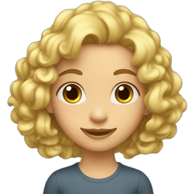 Fille avec des cheveux longs bouclés blond qui surf emoji